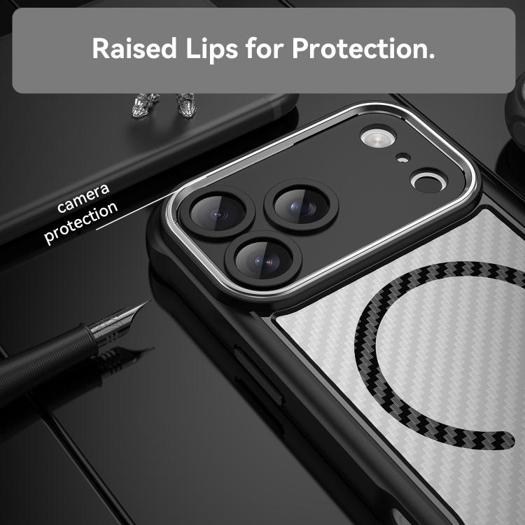 For iPhone 17 Pro Max Carbon Fiber Texture MagSafe Translucent Phone Case(Black) - iPhone 17 Pro Max Cases by buy2fix | Online Shopping UK | buy2fix