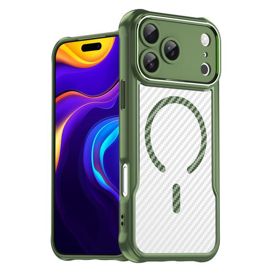 For iPhone 17 Pro Max Carbon Fiber Texture MagSafe Translucent Phone Case(Green) - iPhone 17 Pro Max Cases by buy2fix | Online Shopping UK | buy2fix