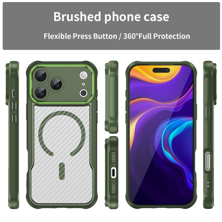For iPhone 17 Pro Max Carbon Fiber Texture MagSafe Translucent Phone Case(Green) - iPhone 17 Pro Max Cases by buy2fix | Online Shopping UK | buy2fix