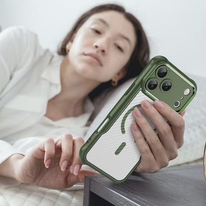 For iPhone 17 Pro Max Carbon Fiber Texture MagSafe Translucent Phone Case(Green) - iPhone 17 Pro Max Cases by buy2fix | Online Shopping UK | buy2fix