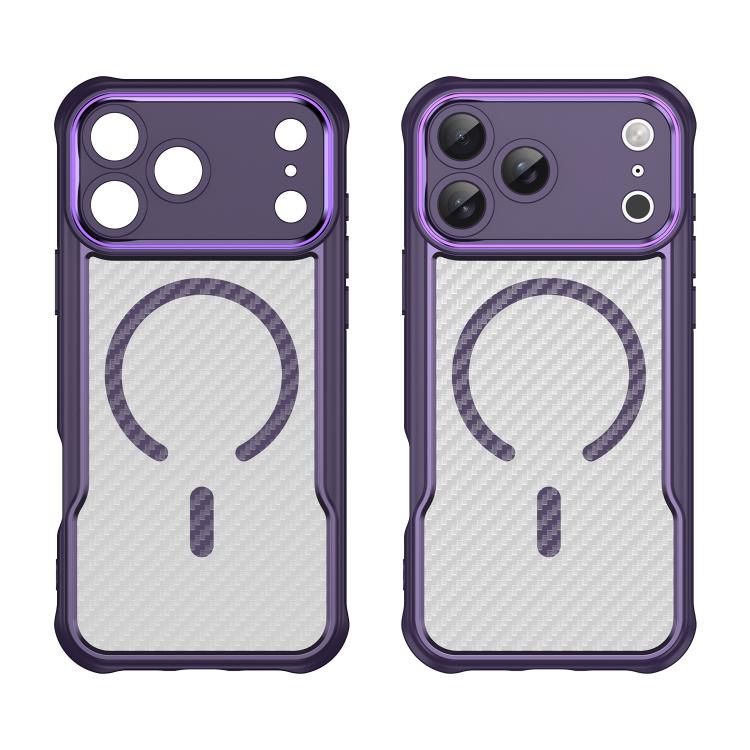 For iPhone 17 Pro Max Carbon Fiber Texture MagSafe Translucent Phone Case(Purple) - iPhone 17 Pro Max Cases by buy2fix | Online Shopping UK | buy2fix