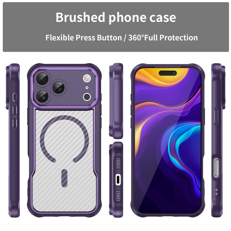 For iPhone 17 Pro Max Carbon Fiber Texture MagSafe Translucent Phone Case(Purple) - iPhone 17 Pro Max Cases by buy2fix | Online Shopping UK | buy2fix