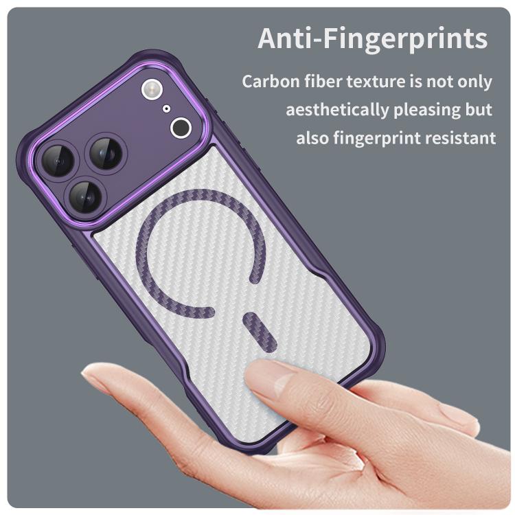 For iPhone 17 Pro Max Carbon Fiber Texture MagSafe Translucent Phone Case(Purple) - iPhone 17 Pro Max Cases by buy2fix | Online Shopping UK | buy2fix