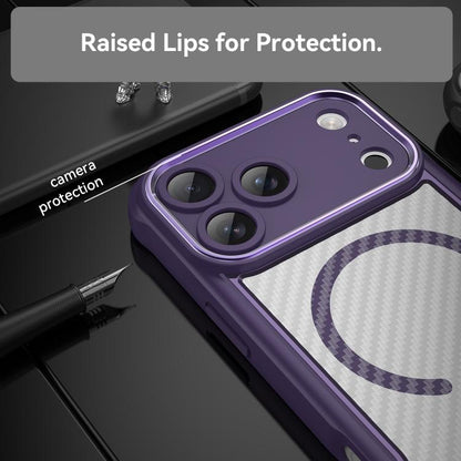 For iPhone 17 Pro Max Carbon Fiber Texture MagSafe Translucent Phone Case(Purple) - iPhone 17 Pro Max Cases by buy2fix | Online Shopping UK | buy2fix