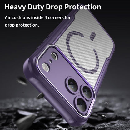 For iPhone 17 Pro Max Carbon Fiber Texture MagSafe Translucent Phone Case(Purple) - iPhone 17 Pro Max Cases by buy2fix | Online Shopping UK | buy2fix