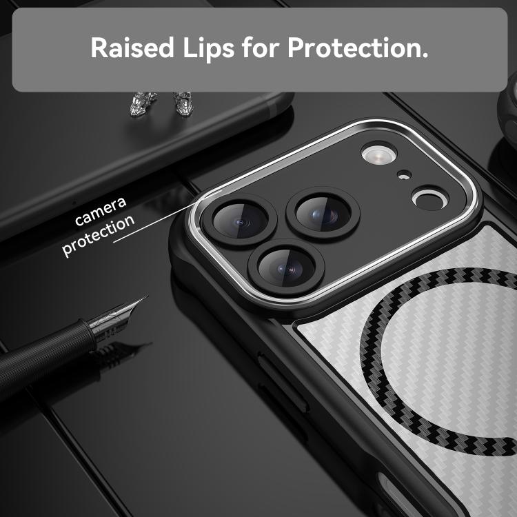 For iPhone 17 Pro Carbon Fiber Texture MagSafe Translucent Phone Case(Black) - iPhone 17 Pro Cases by buy2fix | Online Shopping UK | buy2fix