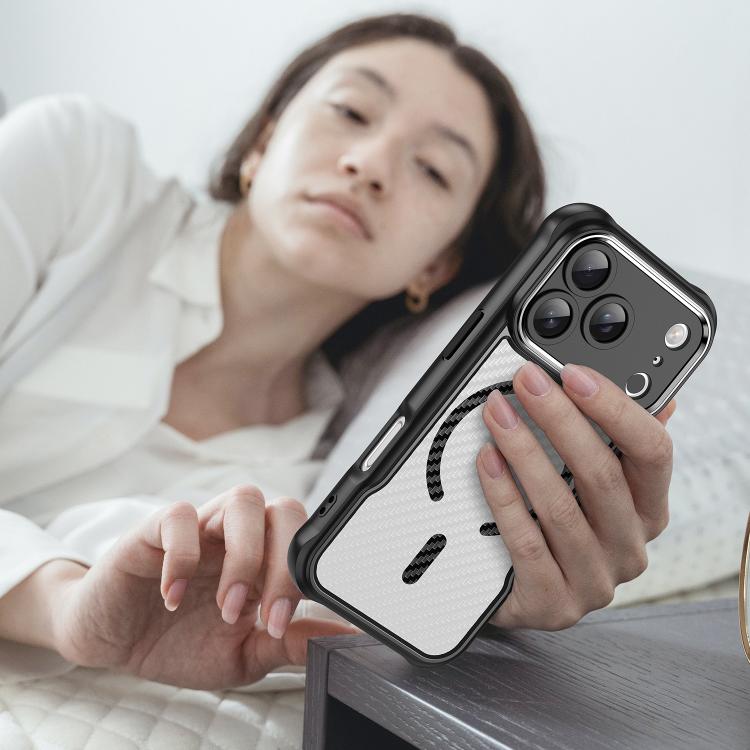 For iPhone 17 Pro Carbon Fiber Texture MagSafe Translucent Phone Case(Black) - iPhone 17 Pro Cases by buy2fix | Online Shopping UK | buy2fix