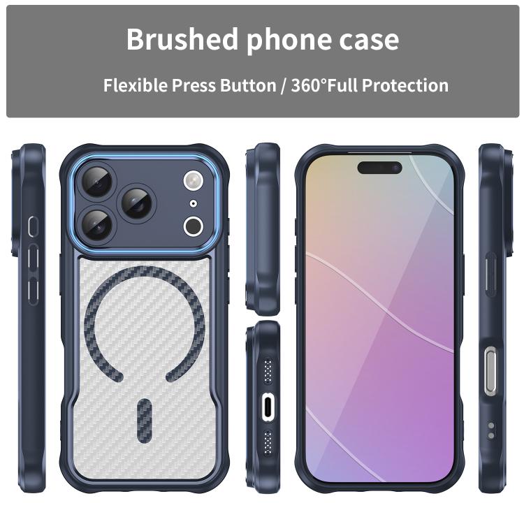 For iPhone 17 Pro Carbon Fiber Texture MagSafe Translucent Phone Case(Blue) - iPhone 17 Pro Cases by buy2fix | Online Shopping UK | buy2fix