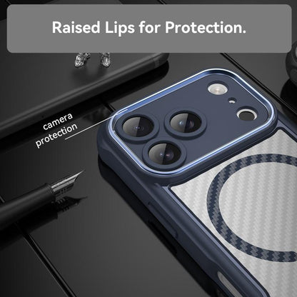 For iPhone 17 Pro Carbon Fiber Texture MagSafe Translucent Phone Case(Blue) - iPhone 17 Pro Cases by buy2fix | Online Shopping UK | buy2fix