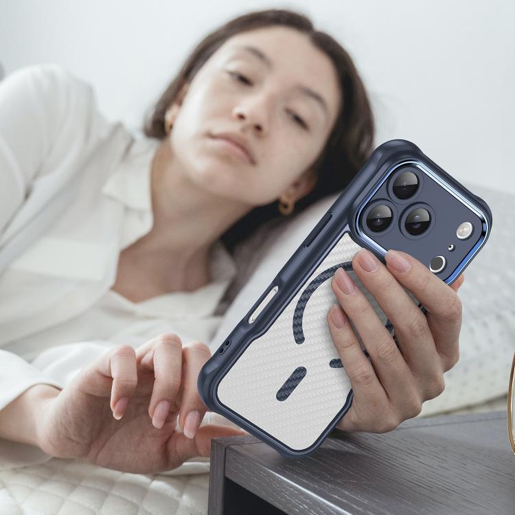 For iPhone 17 Pro Carbon Fiber Texture MagSafe Translucent Phone Case(Blue) - iPhone 17 Pro Cases by buy2fix | Online Shopping UK | buy2fix