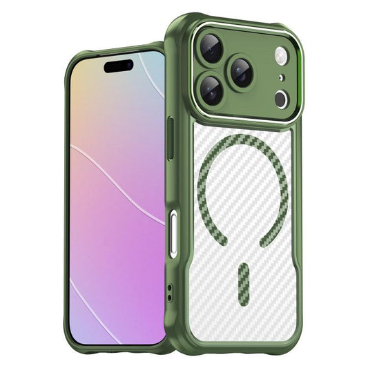 For iPhone 17 Pro Carbon Fiber Texture MagSafe Translucent Phone Case(Green) - iPhone 17 Pro Cases by buy2fix | Online Shopping UK | buy2fix