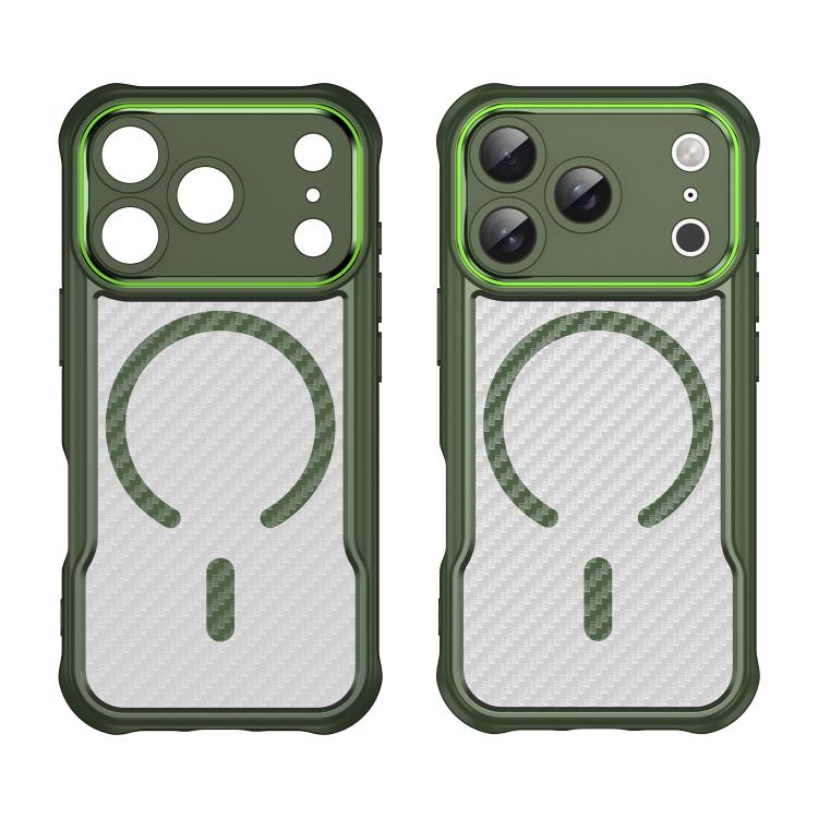 For iPhone 17 Pro Carbon Fiber Texture MagSafe Translucent Phone Case(Green) - iPhone 17 Pro Cases by buy2fix | Online Shopping UK | buy2fix