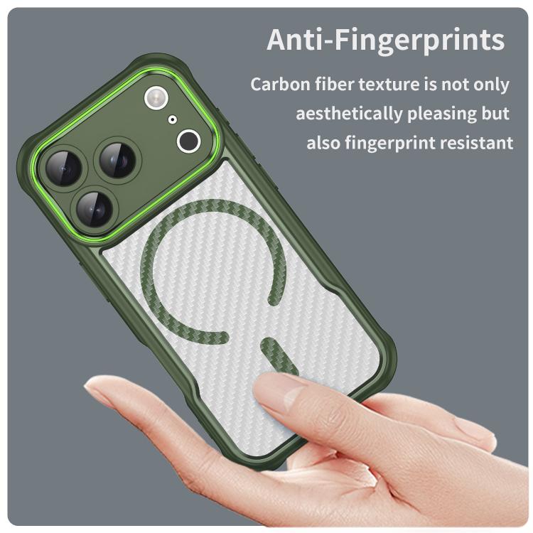 For iPhone 17 Pro Carbon Fiber Texture MagSafe Translucent Phone Case(Green) - iPhone 17 Pro Cases by buy2fix | Online Shopping UK | buy2fix