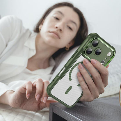 For iPhone 17 Pro Carbon Fiber Texture MagSafe Translucent Phone Case(Green) - iPhone 17 Pro Cases by buy2fix | Online Shopping UK | buy2fix