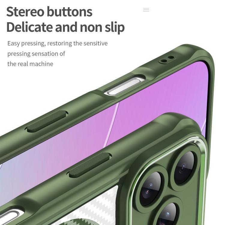 For iPhone 17 Pro Carbon Fiber Texture MagSafe Translucent Phone Case(Green) - iPhone 17 Pro Cases by buy2fix | Online Shopping UK | buy2fix