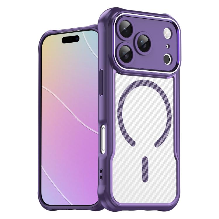 For iPhone 17 Pro Carbon Fiber Texture MagSafe Translucent Phone Case(Purple) - iPhone 17 Pro Cases by buy2fix | Online Shopping UK | buy2fix