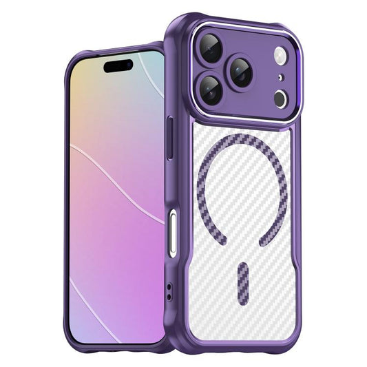 For iPhone 17 Pro Carbon Fiber Texture MagSafe Translucent Phone Case(Purple) - iPhone 17 Pro Cases by buy2fix | Online Shopping UK | buy2fix