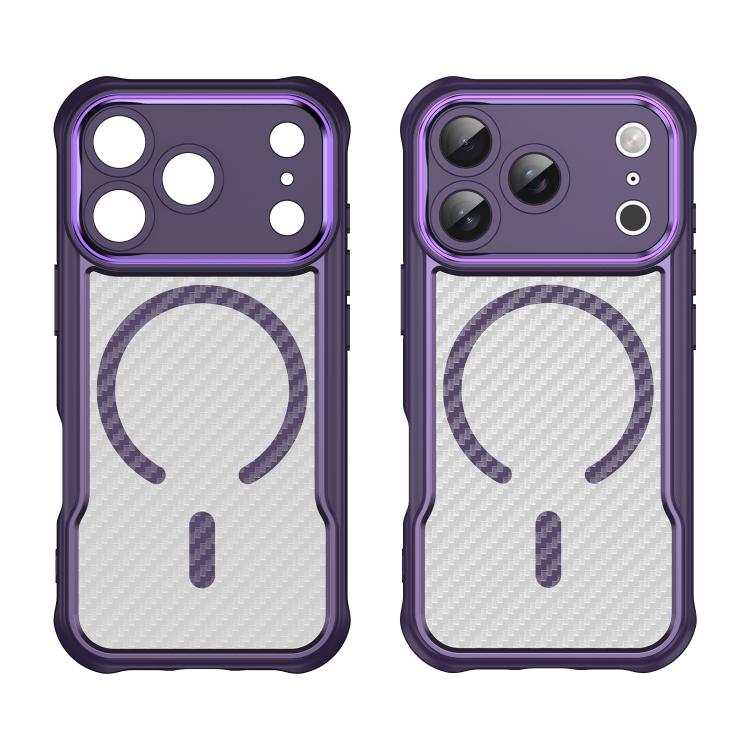 For iPhone 17 Pro Carbon Fiber Texture MagSafe Translucent Phone Case(Purple) - iPhone 17 Pro Cases by buy2fix | Online Shopping UK | buy2fix