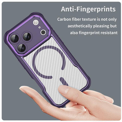 For iPhone 17 Pro Carbon Fiber Texture MagSafe Translucent Phone Case(Purple) - iPhone 17 Pro Cases by buy2fix | Online Shopping UK | buy2fix