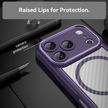 For iPhone 17 Pro Carbon Fiber Texture MagSafe Translucent Phone Case(Purple) - iPhone 17 Pro Cases by buy2fix | Online Shopping UK | buy2fix