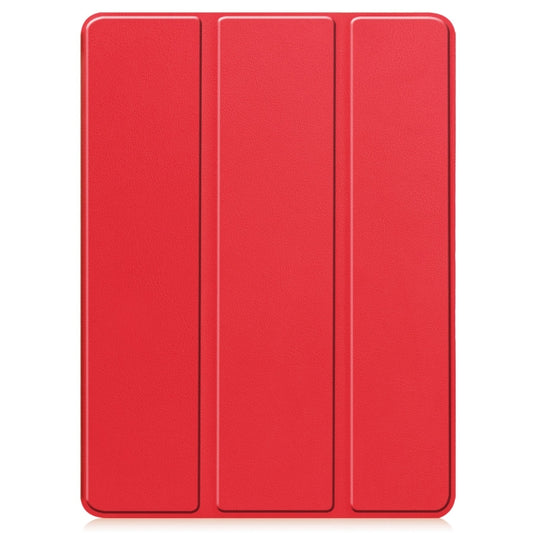 For iPad Pro 11 2024 Custer TPU Pure Color 3-Fold Holder Smart Leather Tablet Case with Pen Tray(Red) - iPad Pro 11 2024 Cases by buy2fix | Online Shopping UK | buy2fix