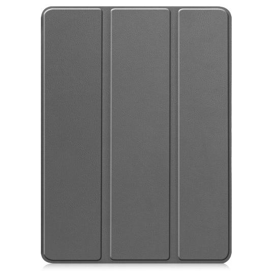 For iPad Pro 11 2024 Custer TPU Pure Color 3-Fold Holder Smart Leather Tablet Case with Pen Tray(Grey) - iPad Pro 11 2024 Cases by buy2fix | Online Shopping UK | buy2fix