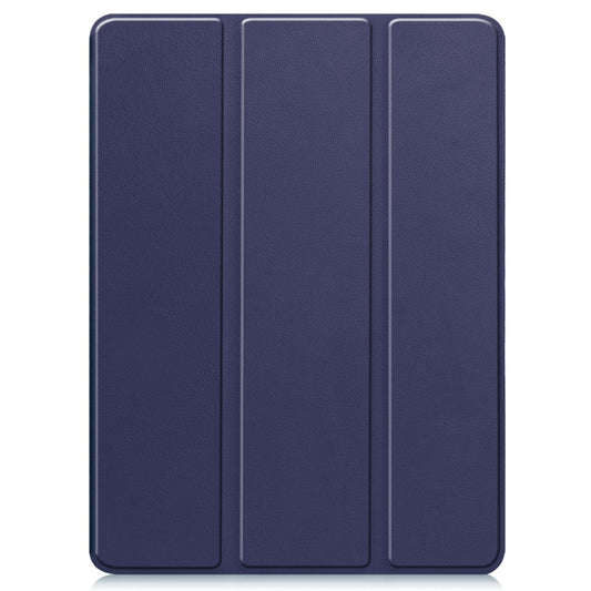For iPad Pro 11 2024 Custer TPU Pure Color 3-Fold Holder Smart Leather Tablet Case with Pen Tray(Dark Blue) - iPad Pro 11 2024 Cases by buy2fix | Online Shopping UK | buy2fix