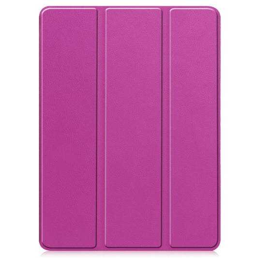 For iPad Pro 11 2024 Custer TPU Pure Color 3-Fold Holder Smart Leather Tablet Case with Pen Tray(Purple) - iPad Pro 11 2024 Cases by buy2fix | Online Shopping UK | buy2fix