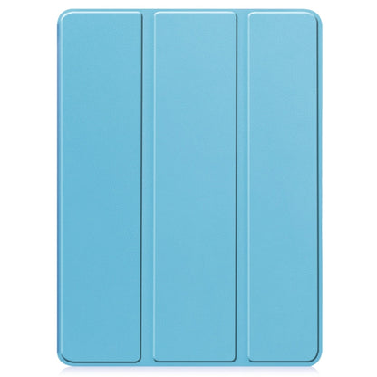 For iPad Pro 11 2024 Custer TPU Pure Color 3-Fold Holder Smart Leather Tablet Case with Pen Tray(Sky Blue) - iPad Pro 11 2024 Cases by buy2fix | Online Shopping UK | buy2fix