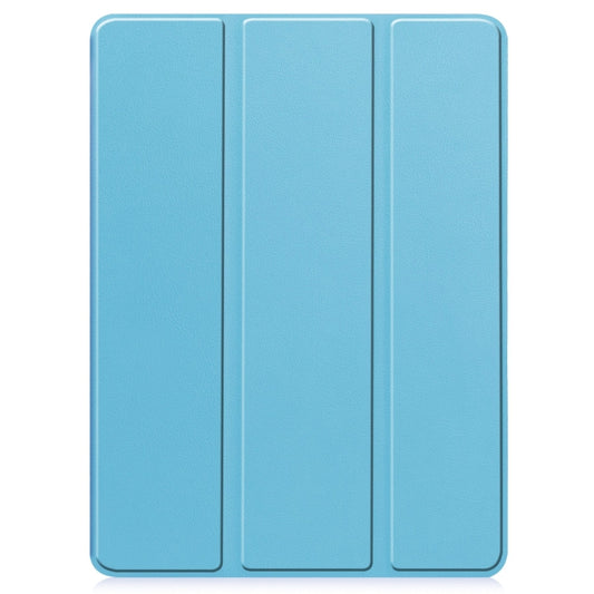 For iPad Pro 11 2024 Custer TPU Pure Color 3-Fold Holder Smart Leather Tablet Case with Pen Tray(Sky Blue) - iPad Pro 11 2024 Cases by buy2fix | Online Shopping UK | buy2fix