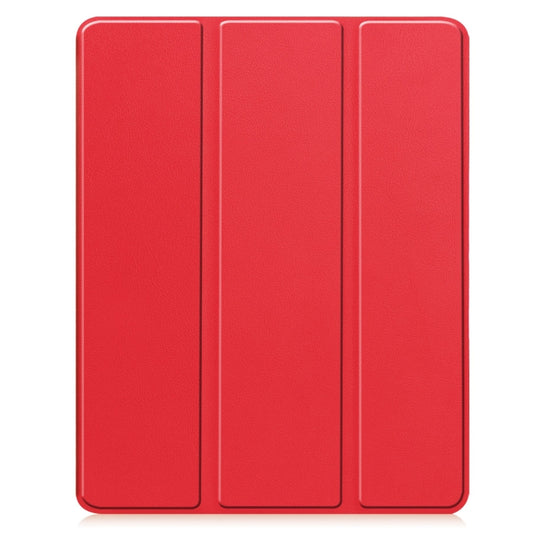 For iPad Pro 13 2024 Custer TPU Pure Color 3-Fold Holder Smart Leather Tablet Case with Pen Tray(Red) - iPad Pro 13 2024 Cases by buy2fix | Online Shopping UK | buy2fix