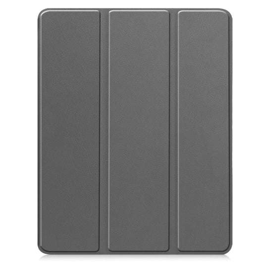 For iPad Pro 13 2024 Custer TPU Pure Color 3-Fold Holder Smart Leather Tablet Case with Pen Tray(Grey) - iPad Pro 13 2024 Cases by buy2fix | Online Shopping UK | buy2fix
