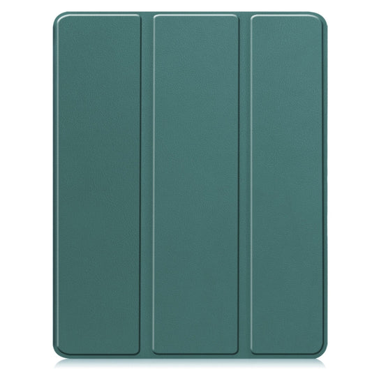 For iPad Pro 13 2024 Custer TPU Pure Color 3-Fold Holder Smart Leather Tablet Case with Pen Tray(Dark Green) - iPad Pro 13 2024 Cases by buy2fix | Online Shopping UK | buy2fix