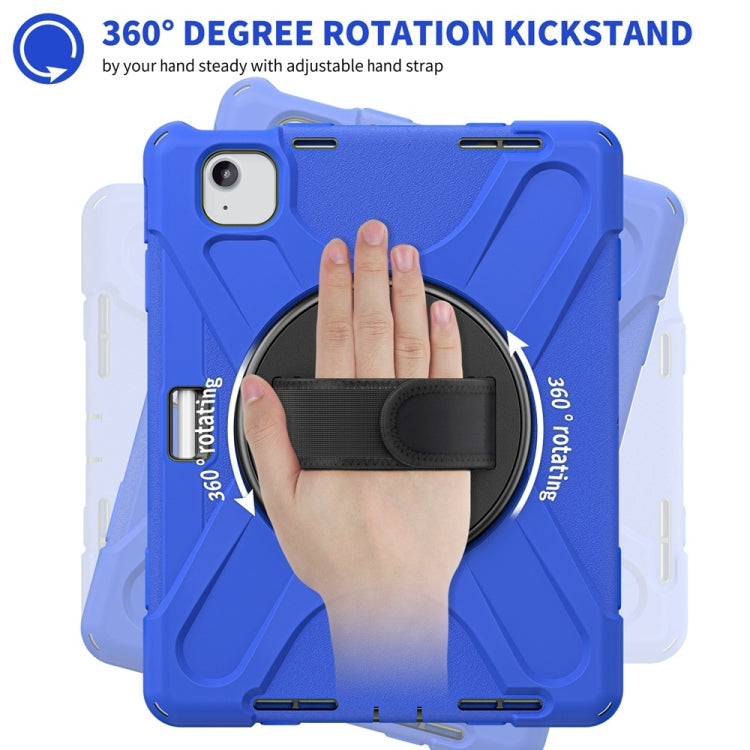 For iPad Air 11 2024 / Air 11 2025 Rotatable Holder Silicone Hybrid PC Tablet Case with Shoulder Strap(Blue) - iPad Air 11 2025 / 2024 Cases by buy2fix | Online Shopping UK | buy2fix