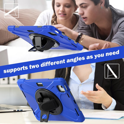For iPad Air 11 2024 / Air 11 2025 Rotatable Holder Silicone Hybrid PC Tablet Case with Shoulder Strap(Blue) - iPad Air 11 2025 / 2024 Cases by buy2fix | Online Shopping UK | buy2fix