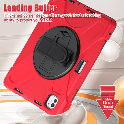 For iPad Pro 11 2025 / 2024 Rotatable Holder Silicone Hybrid PC Tablet Case with Shoulder Strap(Red) by buy2fix