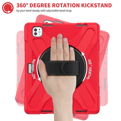For iPad Pro 13 2024 Rotatable Holder Silicone Hybrid PC Tablet Case with Shoulder Strap(Red) - iPad Pro 13 2024 Cases by buy2fix | Online Shopping UK | buy2fix