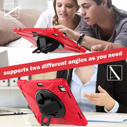 For iPad Pro 13 2024 Rotatable Holder Silicone Hybrid PC Tablet Case with Shoulder Strap(Red) - iPad Pro 13 2024 Cases by buy2fix | Online Shopping UK | buy2fix
