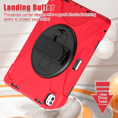 For iPad Pro 13 2024 Rotatable Holder Silicone Hybrid PC Tablet Case with Shoulder Strap(Red) - iPad Pro 13 2024 Cases by buy2fix | Online Shopping UK | buy2fix