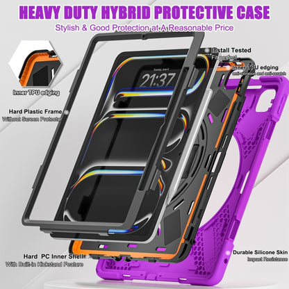 For iPad Pro 13 2024 Rotatable Holder Silicone Hybrid PC Tablet Case with Shoulder Strap(Purple) - iPad Pro 13 2024 Cases by buy2fix | Online Shopping UK | buy2fix
