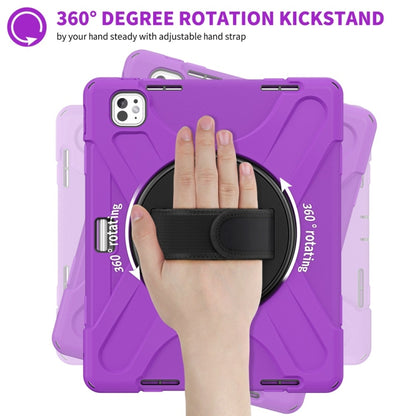 For iPad Pro 13 2024 Rotatable Holder Silicone Hybrid PC Tablet Case with Shoulder Strap(Purple) - iPad Pro 13 2024 Cases by buy2fix | Online Shopping UK | buy2fix