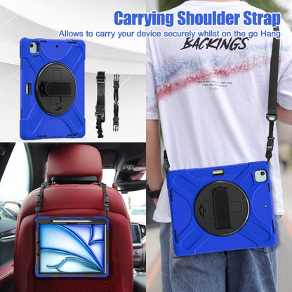 For iPad Air 13 2024 / Air 13 2025 Rotatable Holder Silicone Hybrid PC Tablet Case with Shoulder Strap(Blue) - iPad Air 13 2025 / 2024 Cases by buy2fix | Online Shopping UK | buy2fix