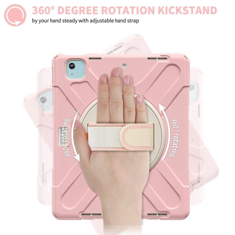 For iPad Air 13 2024 / Air 13 2025 Rotatable Holder Silicone Hybrid PC Tablet Case with Shoulder Strap(Cherry Blossom Pink) - iPad Air 13 2025 / 2024 Cases by buy2fix | Online Shopping UK | buy2fix