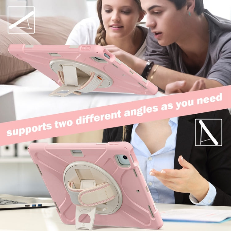 For iPad Air 13 2024 / Air 13 2025 Rotatable Holder Silicone Hybrid PC Tablet Case with Shoulder Strap(Cherry Blossom Pink) - iPad Air 13 2025 / 2024 Cases by buy2fix | Online Shopping UK | buy2fix