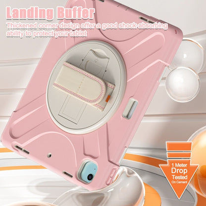 For iPad Air 13 2024 / Air 13 2025 Rotatable Holder Silicone Hybrid PC Tablet Case with Shoulder Strap(Cherry Blossom Pink) - iPad Air 13 2025 / 2024 Cases by buy2fix | Online Shopping UK | buy2fix