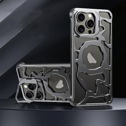 For iPhone 13 Pro Max Auspicious Cloud Series MagSafe Metal Phone Case with Bracket(Grey) - iPhone 13 Pro Max Cases by buy2fix | Online Shopping UK | buy2fix