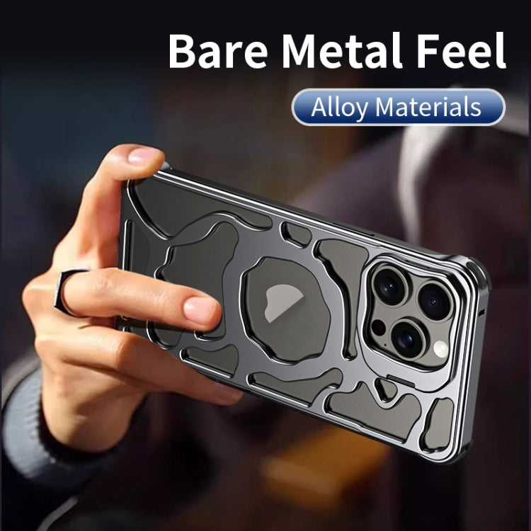 For iPhone 14 Auspicious Cloud Series MagSafe Metal Phone Case with Bracket(Grey) - iPhone 14 Cases by buy2fix | Online Shopping UK | buy2fix