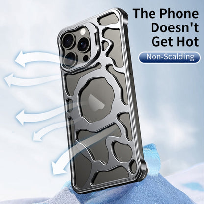 For iPhone 14 Auspicious Cloud Series MagSafe Metal Phone Case with Bracket(Silver) by buy2fix