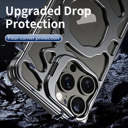 For iPhone 14 Auspicious Cloud Series MagSafe Metal Phone Case with Bracket(Grey) - iPhone 14 Cases by buy2fix | Online Shopping UK | buy2fix