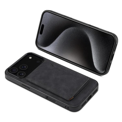 For iPhone 17 Pro Max Denior D13 Retro Texture Leather MagSafe Card Bag Phone Case(Black) - iPhone 17 Pro Max Cases by Denior | Online Shopping UK | buy2fix